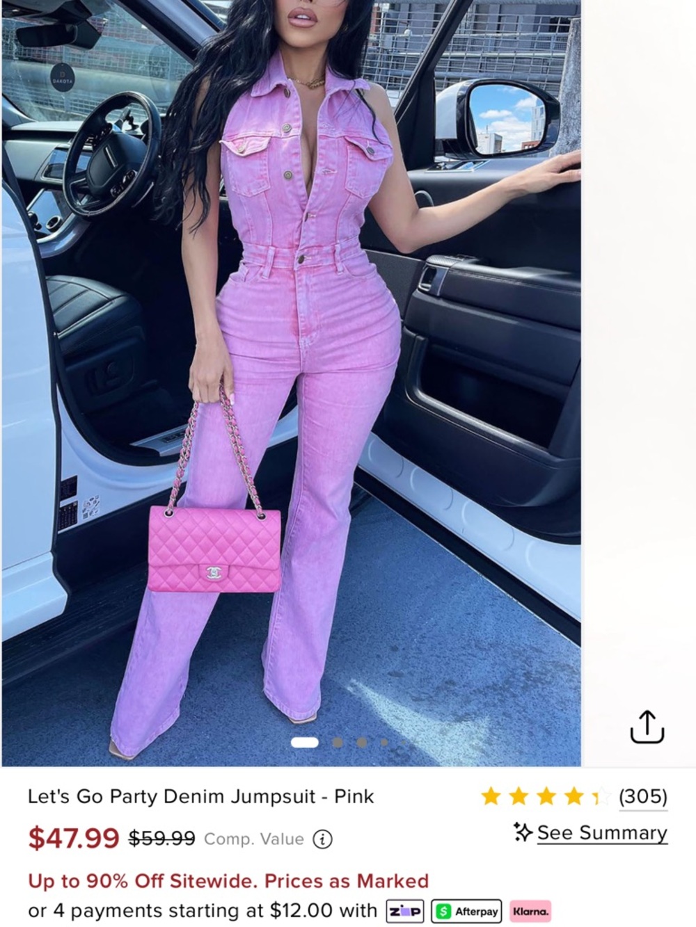 Fashion Nova Let's Go Party Pink Denim Jumpsuit - Sleeveless Boot Flare